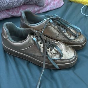 gold spray painted shoes